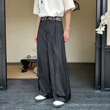 Wiaofellas  -  Designer New Chinese Style Pleated Loose Wide Leg Pants Embroidery Casual Straight Pants Autumn