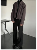 WIAOFELLAS  -   spring short jacket men's smoke purple simple short high-end cleanfit niche lapel solid color jacket