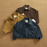 WIAOFELLAS  -  Summer high quality short sleeve overalls shirt men heavy washing old multi-pocket loose half sleeve