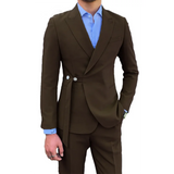 WIAOFELLAS  -  Fashion Men's Suit 2 Piecs Blazers+Pants Slim Fit Peak Lapel Tuxedo Bussiness Style For Formal Party