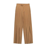 WIAOFELLAS  -  Trendy Korean Design Pleated Trousers Men's Casual Floor Mops Wide Leg Flare Bottom Suit Pants Black Khaki Clothing 2Y2284