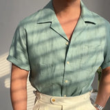 Wiaofellas  -  Linen Cuban Collar Short-sleeved Shirt Summer Beach Holiday Breathable Solid Color Shirt Retro Loose Top Ropa Hombre Casual