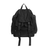 WIAOFELLAS  -  Solid Black Men's Backpacks Cool Streetwear Style Man Backpack Harajuku Large Capacity School Bags Waterproof Nylon Bags for Men