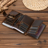 WIAOFELLAS  -  High Quality Genuine Leather Card Wallet Men Women RFID Genuine Leather Short Wallet Multi Cards Slots Button Man Purse