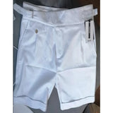 WIAOFELLAS  -  Fashion Summer Men British Style Naples Suit Shorts Smart Casual Paris Waist Buckle Button Knee Length Pants Shorts Streetwear