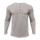 WIAOFELLAS  -  Mens Long Sleeve T-Shirt Slim Fit Striped Top Autumn Base Warm Fashion Henry Shirt Long Sleeve Pullover Versatile Men'S Clothing