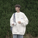 Wiaofellas  Spring And Autumn New Men's Hoodie Crewneck Embroidery Loose Pullover Couple Style Coat Top