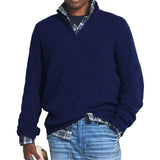 WIAOFELLAS  -  Autumn Winter Men's Half Zipper Knit Pullovers Solid Mock Neck Casual Knitted Sweater Men Long Sleeve Loose knitwear Plus Size