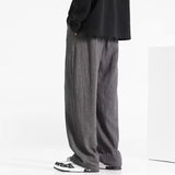 Wiaofellas  -  Men's Cotton Linen Casual Pants Summer New Sle Drapey Straight Leg Loose Trendy Thin Wide Leg Sports Long Trousers