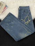 WIAOFELLAS  -  Retro American Casual Embroidered Loose Wide Leg Jeans Men Women Spring Autumn Trendy Brand High Waist Straight Tube Pants
