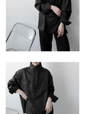 WIAOFELLAS  -  Men's High Neck Shirt Men's Design Sense Niche High-end Sense Hairstylist's Workwe Shirt Inner Layer Layered Wear