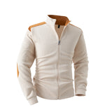 WIAOFELLAS  -  Spring Autumn Men Vintage Patchwork Long Sleeves Jacket Jacquard Wrist Embroidery Zipp Cardigan Top Fashion Slim Coat
