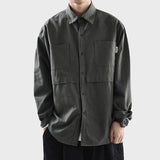 Wiaofellas  -  Loose Casual Pure Cotton Long Sleeve Shirt Jacket for Men Spring Autumn Japanese Style Workwear Style Loose Fit Classic Collar