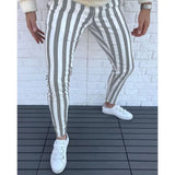 Wiaofellas  -  New Men's Pencil Pants Fashion Classic Casual Striped Print Trousers Male Streetwear Business Sport Slim Pants Men Clothing