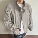 WIAOFELLAS  -  Simple Men's Jackets Stand Collar Solid Color Casual Pocket Coats Spring Loose Streetwear Male Tops New Stylish