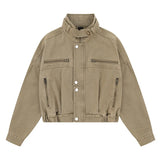 Wiaofellas  -  Spring Autumn  Men's Loose Stand Collar Zippers Safari Style Jacket Trend Casual High Street Coat