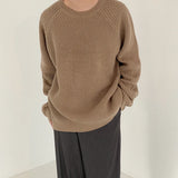 WIAOFELLAS  -  Casual Textured Sweater Mens Knit T Shirts Long Sleeve O Neck Solid Color Bottoming Tops Men Autumn Daily Leisure Knitted Jumper