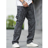WIAOFELLAS  -  Streetwear Trendy Versatile Jeans Men Multi Pocket Cargo Pants Spring And Autumn American Vintage Straight Leg Denim Trousers