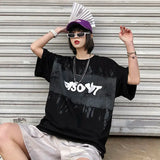 Wiaofellas  -  Summer Men T Shirts Y2K Mens Harajuku Hip Hop Letter Graphic Print Oversized TShirt Punk Rock Crew Neck Cotton Short Sleeve Tops