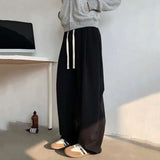 WIAOFELLAS  -  Fleece Thickened Men Sweatpants Drawstring Solid Color Pleated Design Elastic Waist Straight Leg Male Bottom Spring
