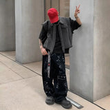 WIAOFELLAS  -  Spring And Autumn Men's Casual Pants Fashionable Trendy Y2k Hip-Hop High Street Graffiti Printed American Vintage Trousers