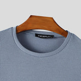 WIAOFELLAS  -  Men T Shirt Solid Color O-neck Long Sleeve Streetwear Knitted Male Tee Tops Loose Fashion Casual Men Clothing S-5XL INCERUN