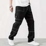 WIAOFELLAS  -  Streetwear Trendy Versatile Jeans Men Multi Pocket Cargo Pants Spring And Autumn American Vintage Straight Leg Denim Trousers
