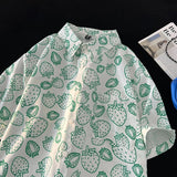 WIAOFELLAS  -  Casual Cute Polo Shirt Cartoon Pattern T Shirt Men Women Unisex Classic Short Sleeve Tops Teenagers College Button Down Tops