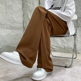WIAOFELLAS  -  Brown Suit Pants Men Fashion Society Mens Black Dress Pants Korean Loose Straight Flared Pants Mens Office Formal Trousers M-2XL