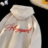 Wiaofellas  -  Men's High Street Letter Print Hoodies New Casual Oversized Aesthetic Hooded Sweatshirts Man Y2K Vintage Long Sleeve Hoodie