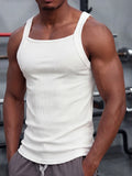 Wiaofellas  -  Fashion Stretchy Slim Ribbed Vest Tops Men Sports Casual Sleeveless Camisoles Summer Mens Daily Leisure Breathable Tank Top