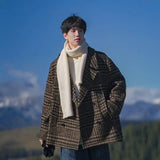 WIAOFELLAS  -  Woolen Plaid Short Casual Coat Versatile Coat Loose Windbreaker Ins Cool and Trendy