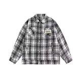 WIAOFELLAS  -  High-end Long Sleeved Checkered Shirt Autumn Style Men's Letter Embroidered Jacket with Lapel Trendy Brand Cool and High Street
