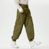 WIAOFELLAS  -  Men Pants Solid Color Lace Up Joggers Casual Cargo Pants Men Streetwear Loose Pockets Fashion Leisure Male Long Trousers
