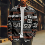 WIAOFELLAS  -  Casual Men's Jacket red and green stripe Patchwork Long Sleeve Fashion Turn-down Collar Button Coat Casual Streetwear