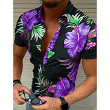WIAOFELLAS  -  Men's Summer ort Sve irt Digital Print Loose Fit Polyester Fiber Briti Sle Collar Open Cardigan Youth Faion