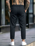 Wiaofellas  -  Men's Gorge Trousers with High Waist Elastic Back, Buttoned Waistband Casual Dress Pants