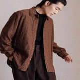 WIAOFELLAS  -  Lapel Retro Niche Design Hollow Drape Shirt Short-sleeved Ethnic Japanese Casual Men's Coat Long-sleeved
