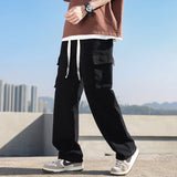 WIAOFELLAS  -  American Fashion Cargo Jeans Retro Loose Jeans Straight Leg Jeans High Quality Fabric Comfortable Skin Friendly Breathable Jeans