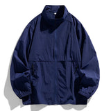 Wiaofellas  -  Men’s New Fashion Casual Trendy Solid Color Zipper Jacket Coat Summer Long Sleeve Stand Collar Jacket Male Clothes Tops Coat