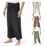 Wiaofellas  -  Ethnic Style Men Harem Pants Cotton Fishman Joggers Trousers Yoga Pant Loose Baggy Male Trousers P82