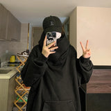 WIAOFELLAS  -  Harajuku High Collar Loose Hoodie Spring Hip Hop Sweatshirt Hooded Baggy Fashion Streetwear Black/Gray Long Sleeve Men Hoodies