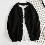WIAOFELLAS  -  Foreign Trade Korean Spring and Autumn Wear Men's Casual Cardigan Sweater Japanese Series