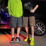 Wiaofellas  -  Men Night Club Leopard Print Shorts Party Punk Dance Hip Hop Knee Length Shorts Beach Casual Leisure Streetwear Quick Dry Shorts
