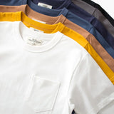 Wiaofellas  -  Summer vintage cotton crewneck solid color base white leggings men's short sleeve T-shirt