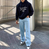 WIAOFELLAS  -  Men's Casual Hoodie Fashionable Trendy Letter Print American Style Street Youthful Hooded Sweatshirt Spring And Autumn