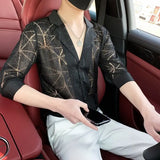 WIAOFELLAS  -  Summer Thin Cutlery Shirt 2025 Half-sleeved Men Casual Top