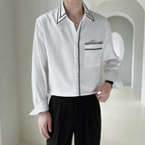 WIAOFELLAS  -  Luxury Spring Men's Long Sleeved Shirts Trendy Simple Button Up Loose Men Shirt Tops High-End Korean Japanese Mens Clothing