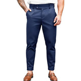 WIAOFELLAS  -  Mens Slim Fit Button Stretch Tight Tapered Fashion Skinny Pants 2025 Summer New Trend Business Casual Trousers Mens Clothing