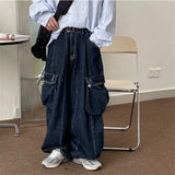 WIAOFELLAS  -  Baggy Cargo Jeans big pocket Trousers Male Denim Pants Wide Leg Pant women's Jeans Loose Casual Streetwear Hip Hop Harajuku